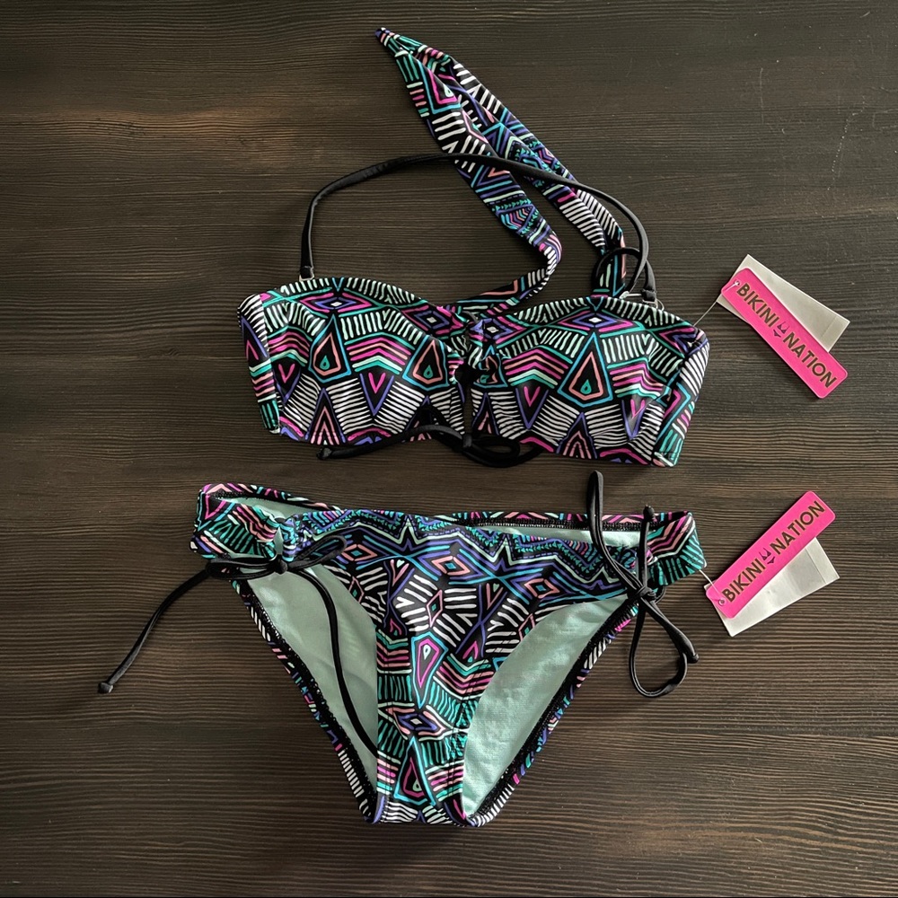 NWT Bikini Nation Aztec Boho Print Bikini Size Small